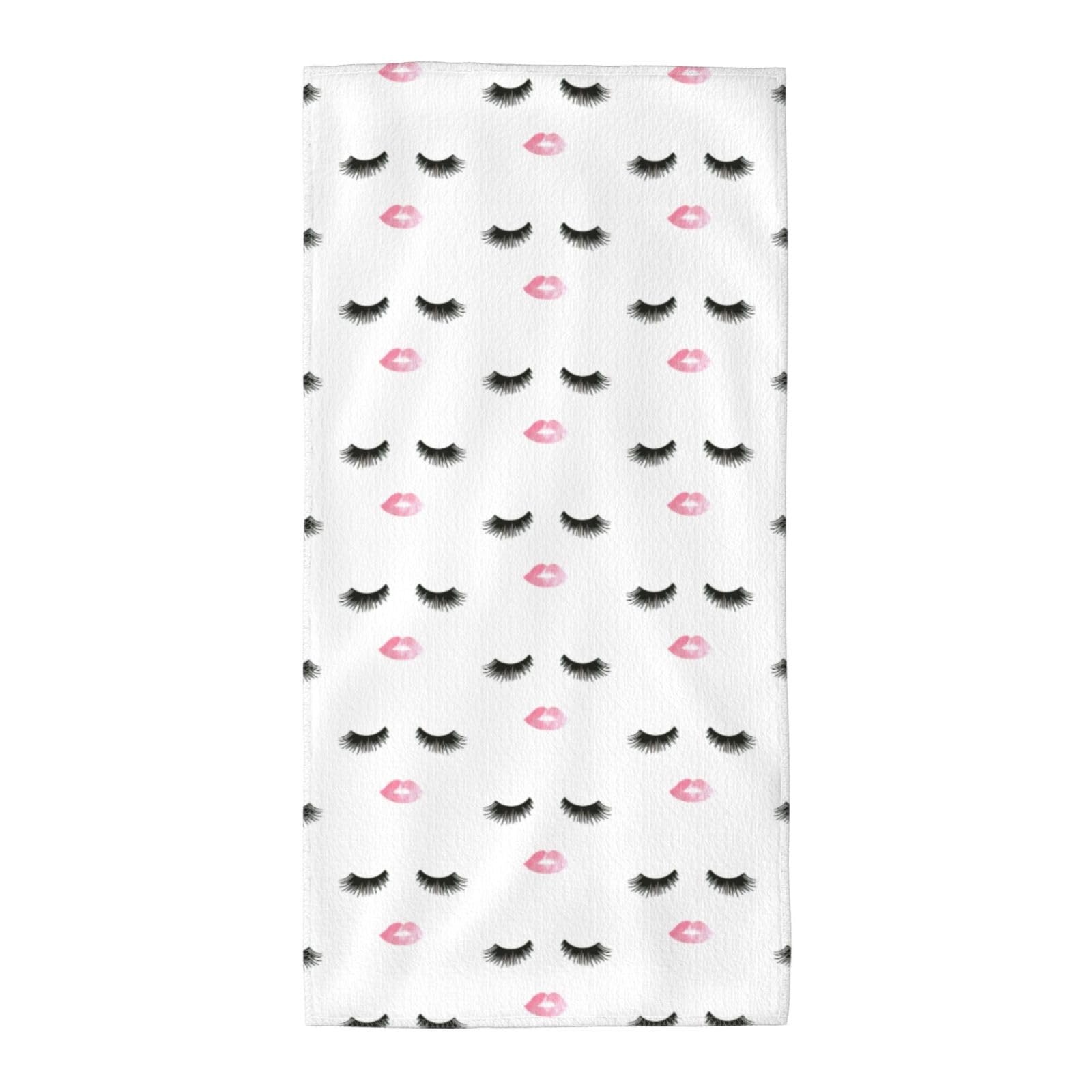 WYCZHY Eyelash Lip White Printed Quick Dry Beach Towel For Camping Travel Vacation
