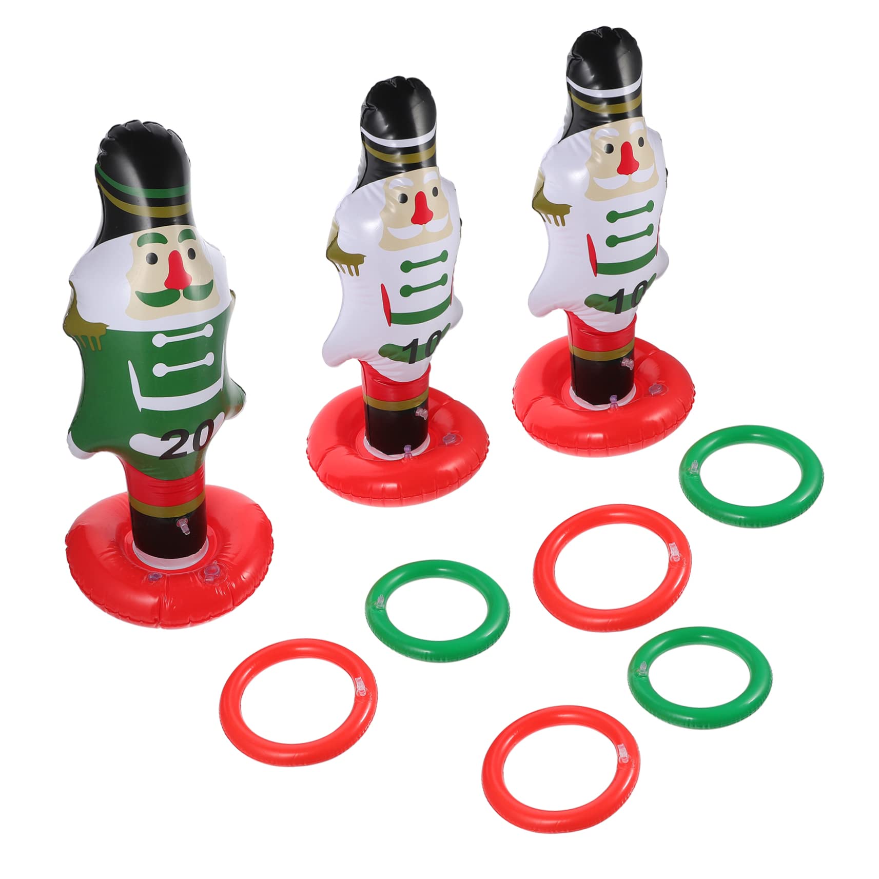 SUPVOX Cartoon Nutcracker Games for Christmas 15pcs Inflatable Ring Toss Toys Random Style