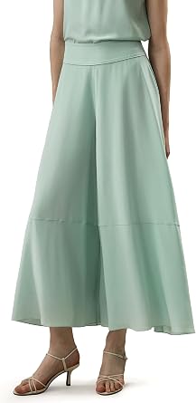 LilySilk Wide Leg Silk Pant for Women Two Layers Free-Flowing Feel Silk Palazzo Trousers Wide Waistband Cool Summer