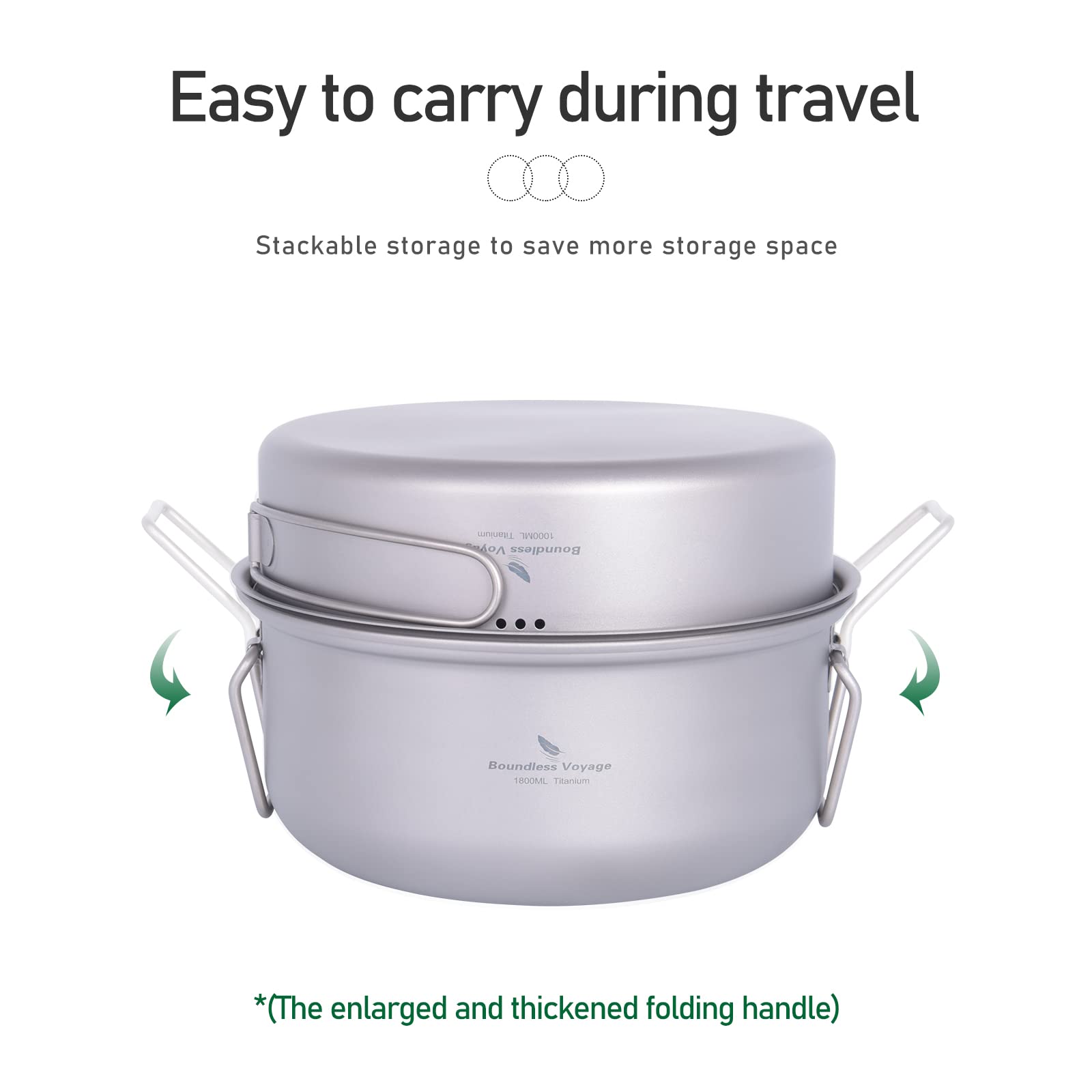 iBasingo Camping Kochen Dampfgartopf Titan Stockpot Bratpfanne Set Outdoor Reise Koch Geschirr Ultraleichte Suppen Topf Pfanne Tragbares Wander Picknick Mess Kit mit Klappgriff