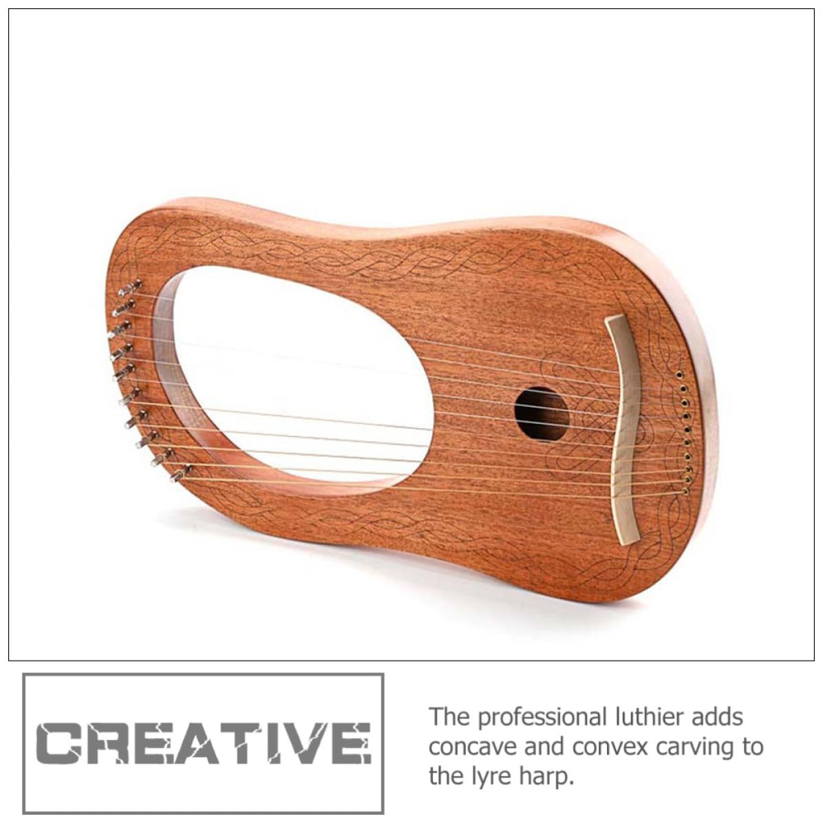 Homoyoyo 10 Corde Lira Strumento Musicale a 10 Corde in Legno, Portatile, Modello Xc03, Accordatura, per Principianti e Amanti della Musica