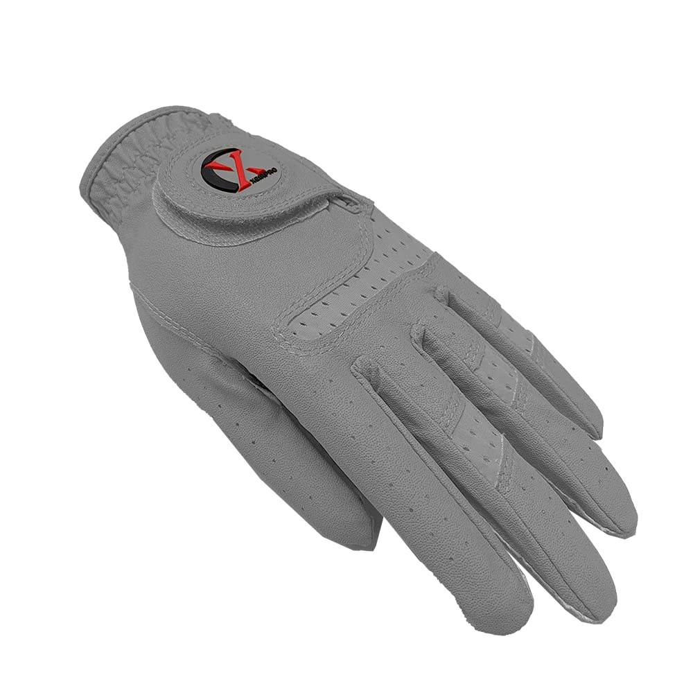 XEIRPRO Premium 4 Pack All Weather Golf Gloves for Men Worn On Left Hand for Right Handed Golfer - Comfort and Secure Fit Ultra Grip Leather Soft Flexibility (Cool Grey, X-Large)