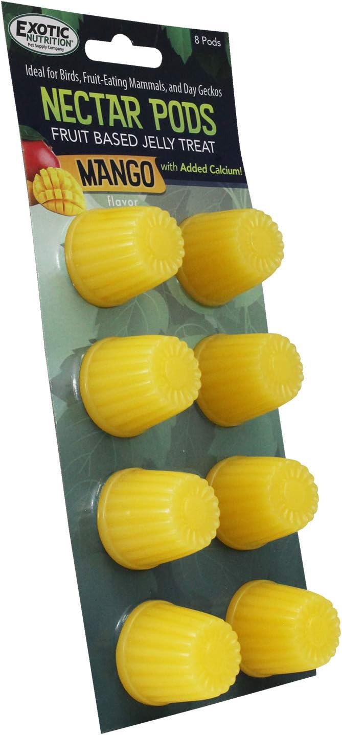 Exotic Nutrition Nectar Pod Variety 4 Pack | Calcium-Fortified Jelly Fruit Treat | for Sugar Gliders, Marmosets, Squirrels, Parrots, Cockatiels, Geckos & Other Small Pets