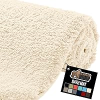 Gorilla Grip Ultra Soft Absorbent Bath Rug 24x17 Ivory - Thick Plush Microfiber Mat, Machine Washable Quick Dry for Shower Tub Floor