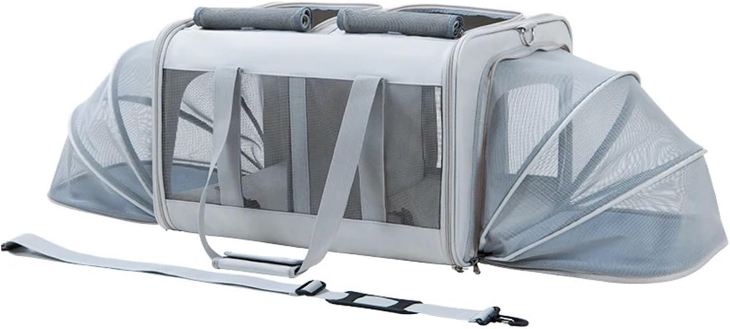 pet Backpack, Oversized Pet Bag Double Cat Go Out Portable Expandable Backpack Large Capacity Dog,pet Supplies(Light Gray)