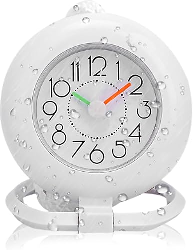 Reloj de pared de ducha, reloj digital para colgar en la mesa, resistente al agua, para baño, baño, cocina, decoración del hogar (blanco)