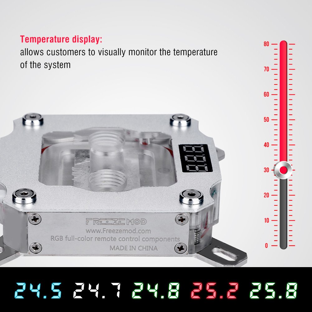 Bewinner blok wodny procesora komputera do bloku wodnego procesora z wyświetlaczem temperatury miedź + PMMA + anoda aluminiowy blok chłodzący do procesora komputera