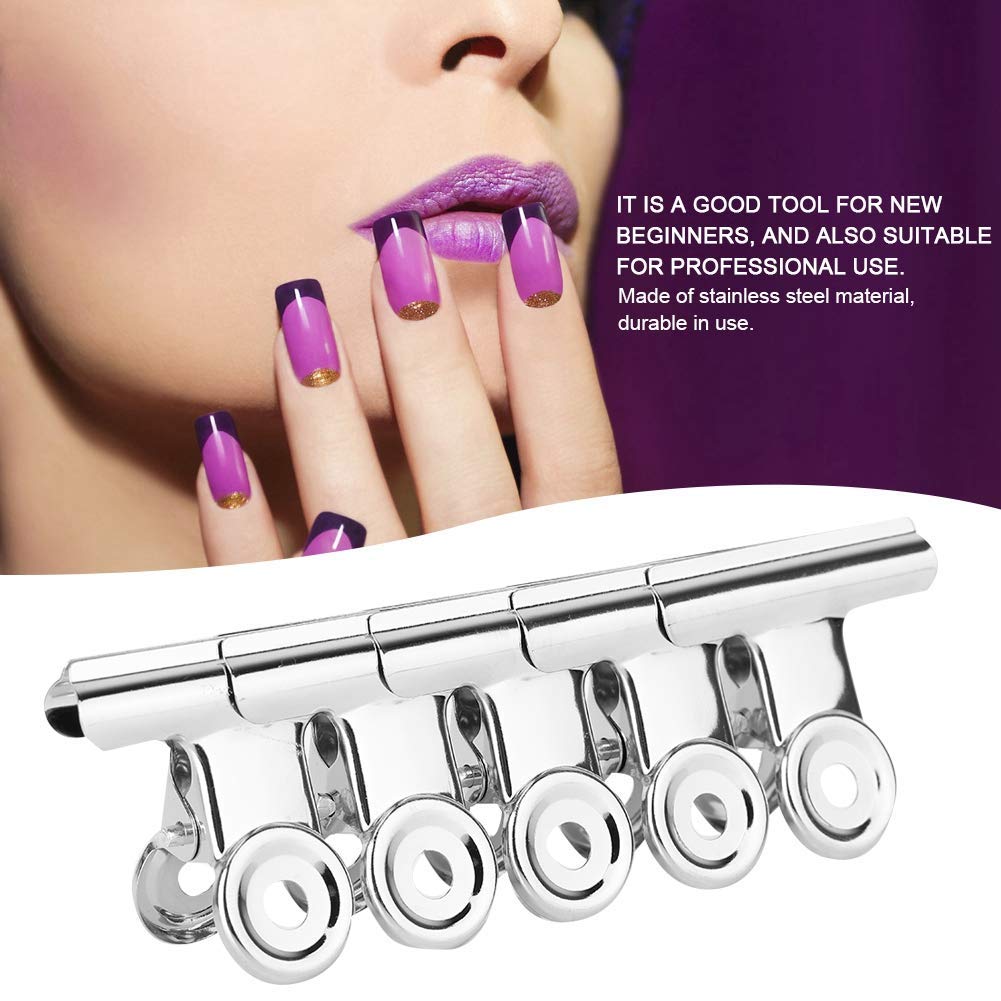 5 Pcs Pinces à Ongles, Nail Art Clips en Acier Inoxydable Argent C Courbe Clous D'extension D'ongle Accessoires Multifonctionnels D'art D'ongle pour L'extension D'ongle de Doigt de Polygone