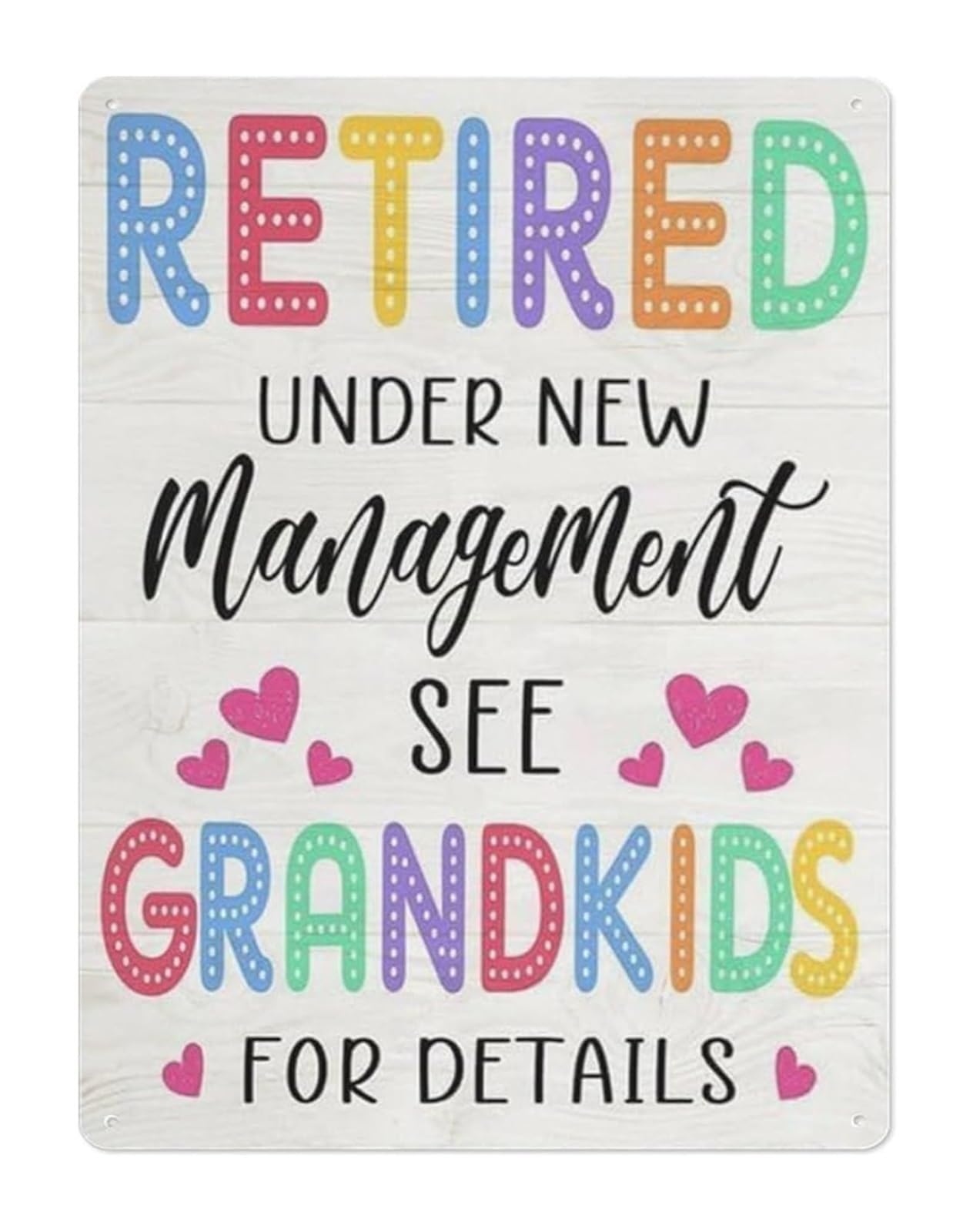 MQXFCZUX Humorous Retirement Plaque Metal Tin Sign Retired See Grandkids for Details Gift for Women Men Newly Retired Person 8 X 12 in