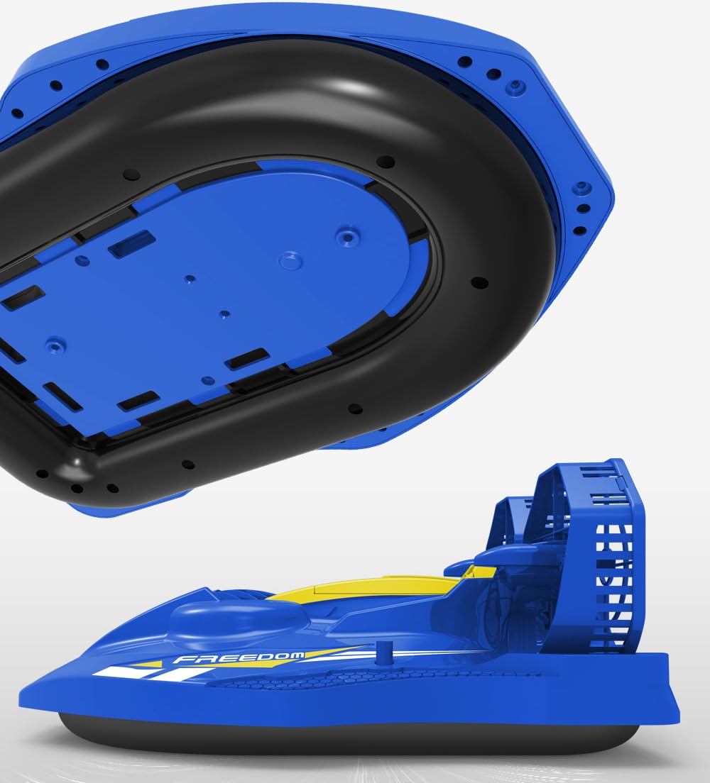 efaso RC Hovercraft A1 - Barco teledirigido (motor potente, impermeable para tierra y agua), aerodeslizador de alta velocidad teledirigido con largo tiempo de conducción a escala 1:10 RTR