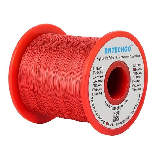 Miniatura 51 de BNTECHGO - Alambre magnético de calibre 16 a 38°AWG - Alambre de cobre esmaltado - Alambre para embobinar magnético esmaltado 1 rollo rojo Rojo 4 oz