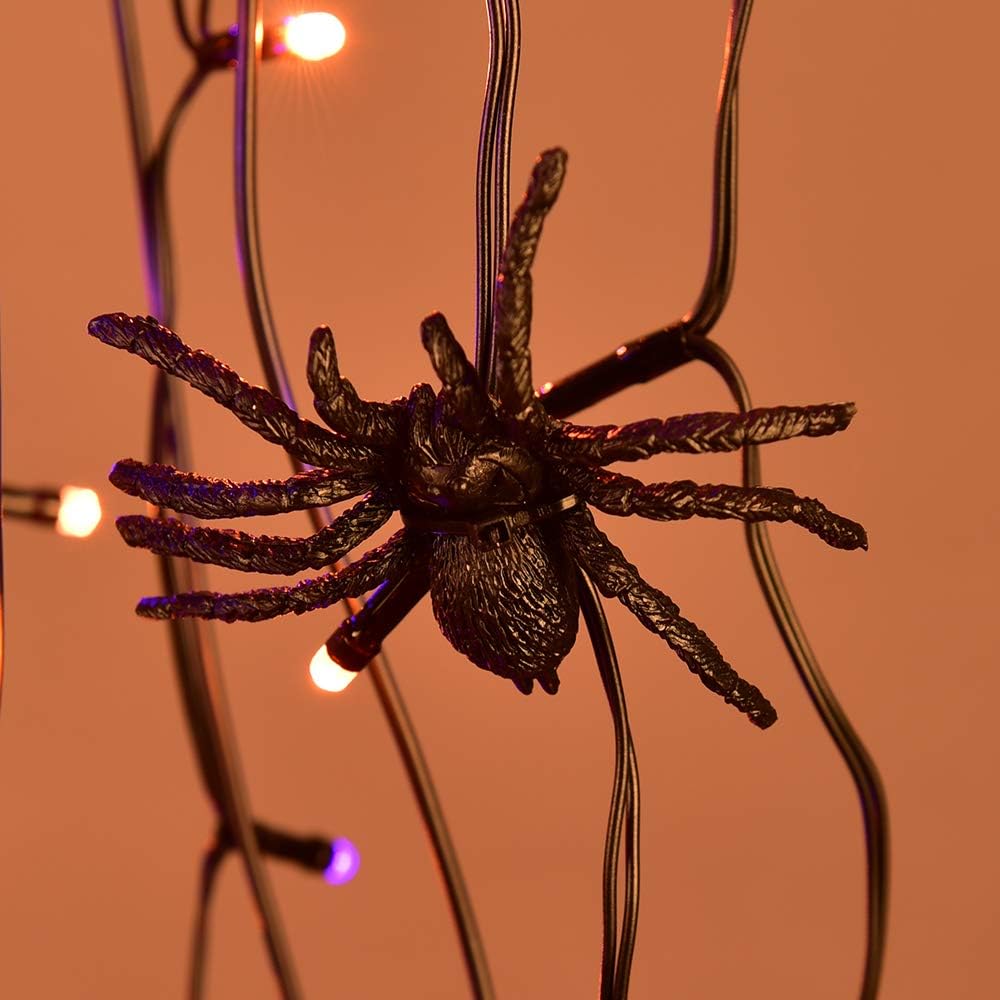 LIGHTSHARE 24-inch Halloween Willow Tree LED Spooky Bonsai Night Light,80 LED Lights, Battery Powered or DC Adapter(Included) (Orange+Purple)