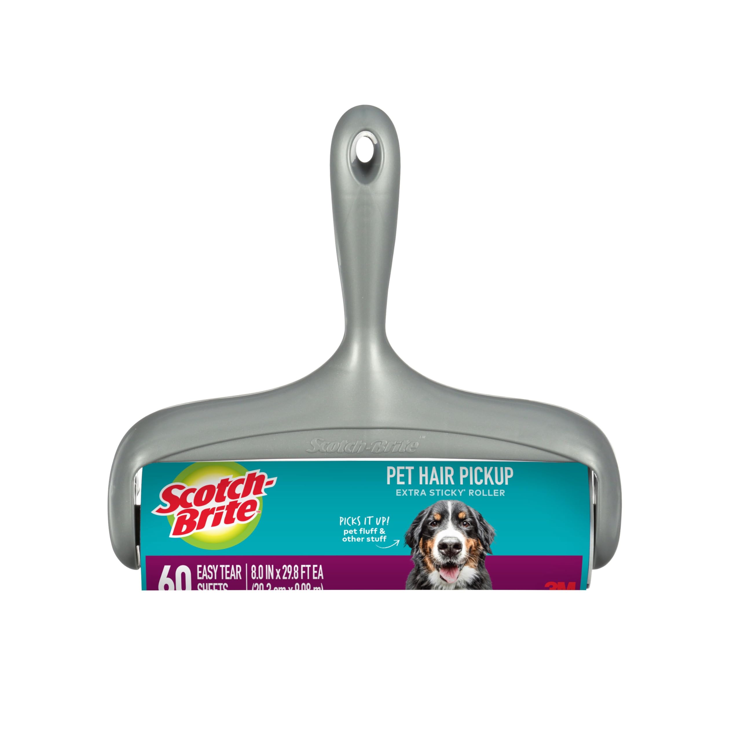 Scotch-Brite 839LSR-60-4 Fusselentferner, Kunststoff, Weiss/opulenter Garten, 1 Roller, 4 | Entwickelt zum Entfernen von Fell und Flusen auf Sofas, Kleidung, Hunde- und Katzenbetten und mehr