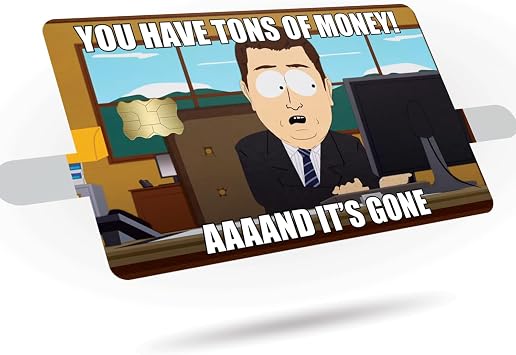 KCD Credit Card Skin Sticker Cover Decal Wrap 3 Pack - Tons Of Money ANNNDDD Its Gone Meme Design - Durable Vinyl Sticker for Cards - CCS019