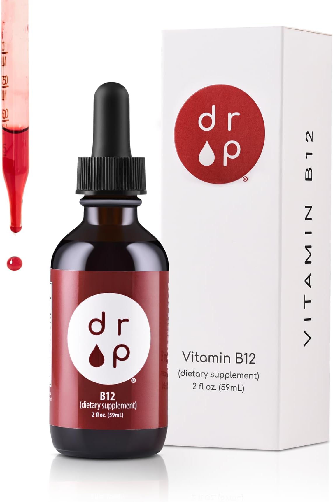 Vitamin B12 2500 mcg 2 oz Liquid Drops for Energy Production, Nervous System Health - No Artificial Preservatives, Non-GMO, Gluten Free, Vegan-Friendly