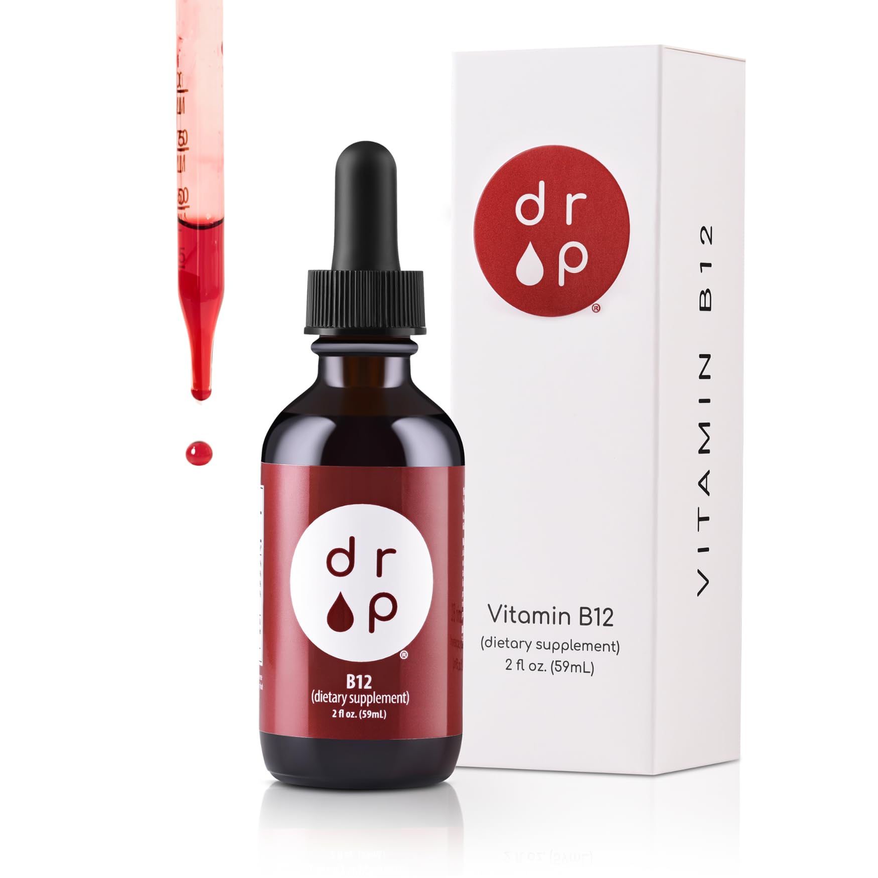 Vitamin B12 2500 mcg 2 oz Liquid Drops for Energy Production, Nervous System Health - No Artificial Preservatives, Non-GMO, Gluten Free, Vegan-Friendly