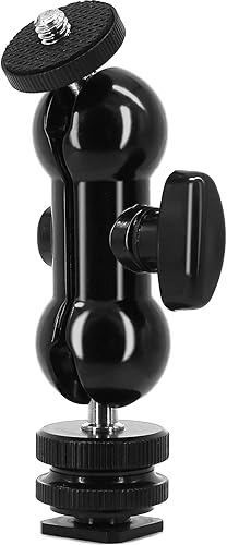 Soporte de zapata con cabeza de bola de 14 pulgadas, doble cabeza esférica, tornillo trípode de 14 pulgadas, multifunción para monitores LCD, luz