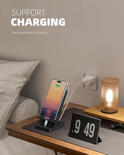 Miniatura 4 de Soporte para teléfono celular, soporte para teléfono portátil, soporte para teléfono transparente para escritorio (negro)