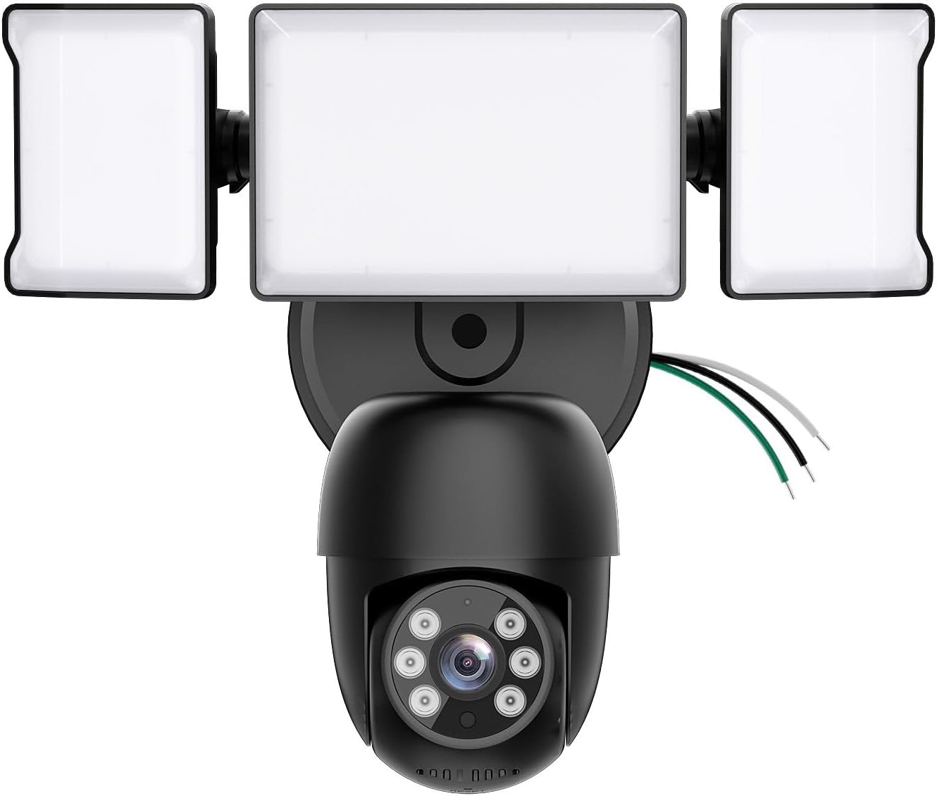 Floodlight Camera Outdoor，5500LM Motion Sensor Light with Camera，2K HD Home Security Light Wired，Color Night Vision，Two-Way Audio，7/24 Record，Compatible with Alexa/Google (Black)