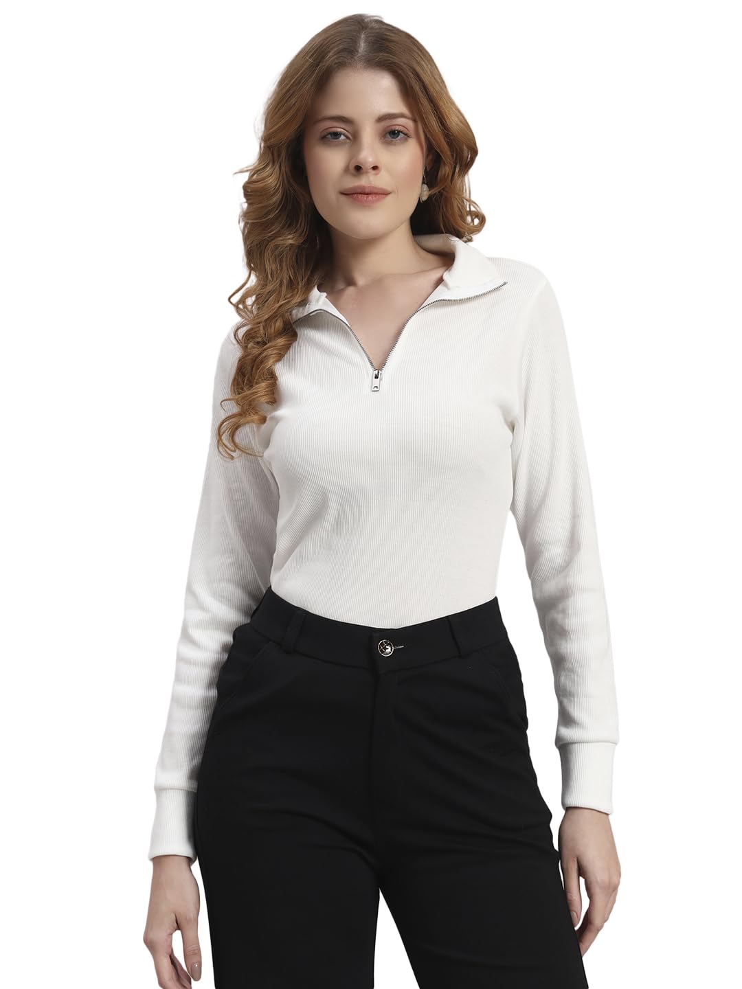 black blink! "Women’s Winter Wear Half Zip High Neck Sweatshirt| Full Sleeve Ribbed Top for Casual & Stylish Outfits...-picture-11