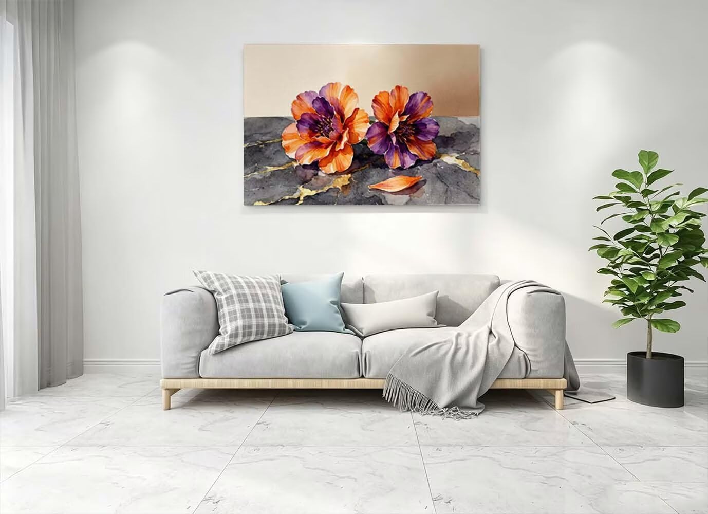 Obraz kwiatowy "zrób to sam", obraz diamentowy 2 sztuki, 110 x 80 cm, L