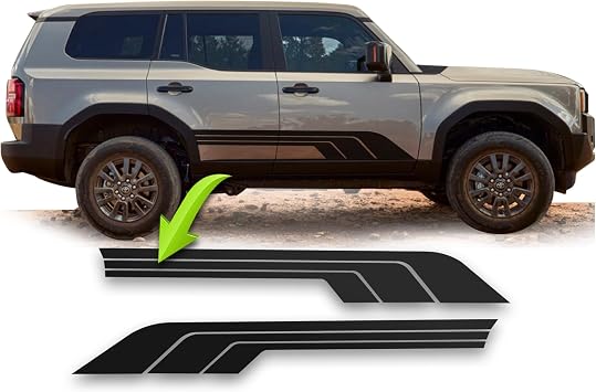 Vinyl Side Door Retro Vintage Racing Stripes Decal Graphics Kit Topo Self-Adhessive Compatible with 2024 Toyota Land Cruiser 1954 Base First Edition and More Gloss Black