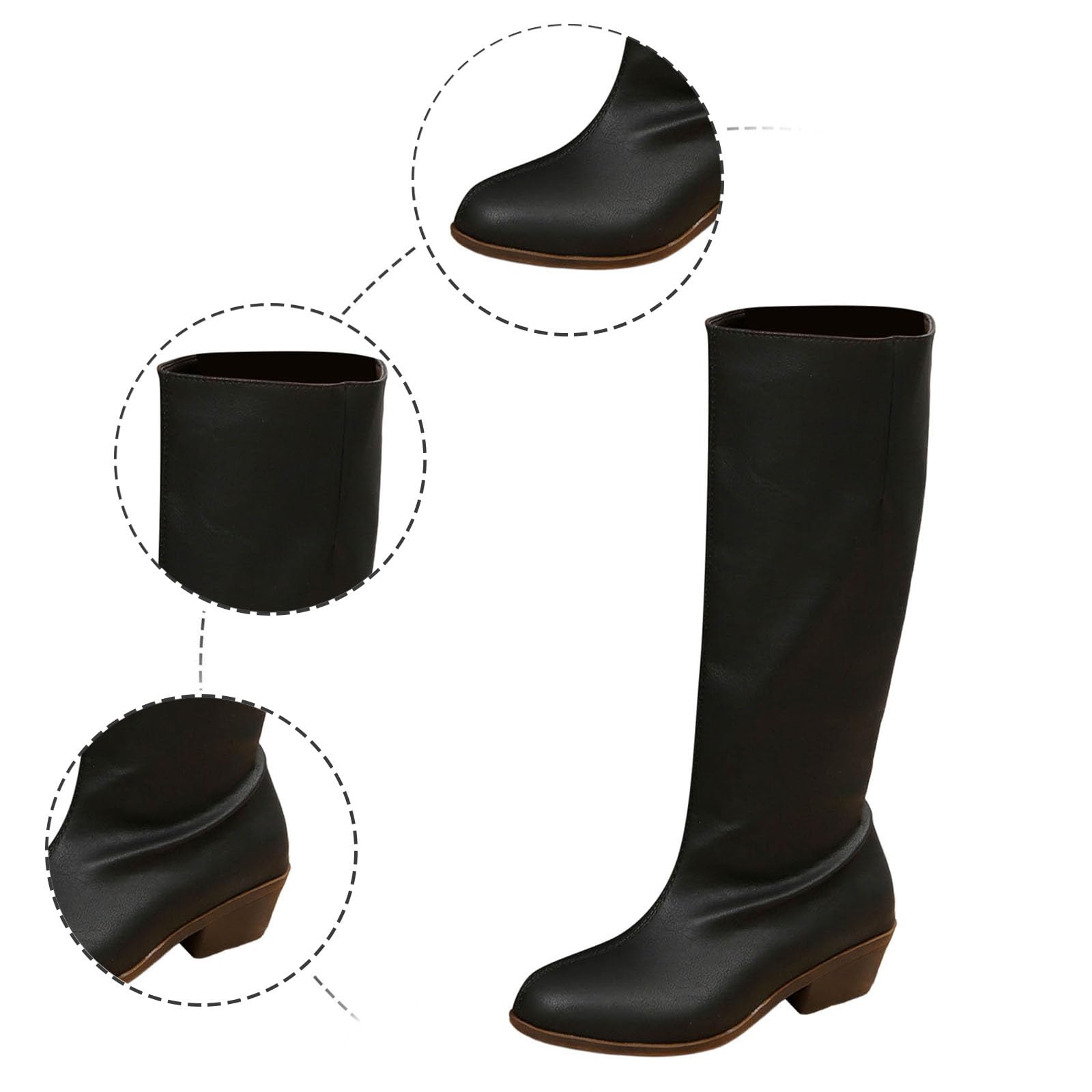 Botas por Encima de la Rodilla Botas Altas hasta la Rodilla para Mujer, con Punta Cuadrada y tacón Grueso.
