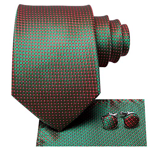 Image of Dubulle Mens Tie Set Solid Paisley Silk Striped Necktie for Men with Cufflinks Tie and Pocket Square