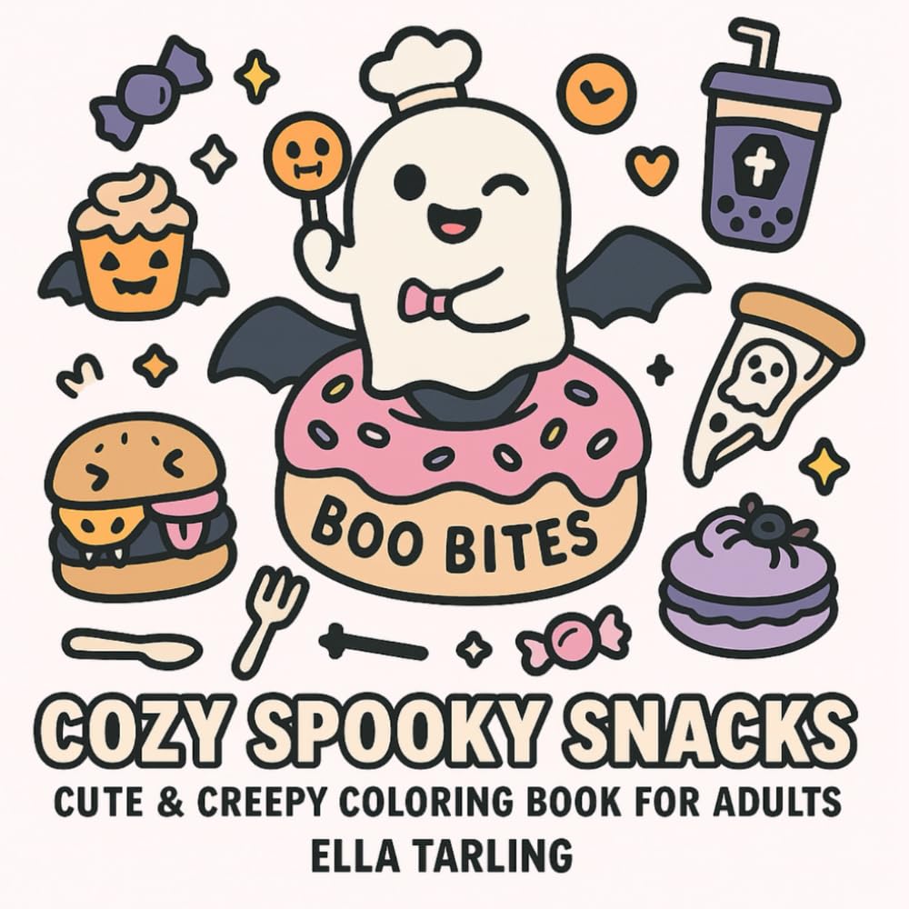 Cozy Spooky Snacks – A Cute & Creepy Coloring Book for Adults, Teens & Kids: 40 Fun & Easy Designs with Ghosts, Spooky Treats, and Halloween-Inspired ... and Creativity (Cozy Spooky Coloring Books)