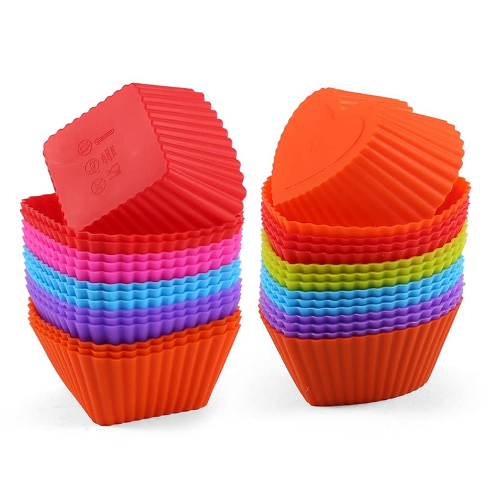Kubki do pieczenia muffinek wielokrotnego użytku kwadratowe i w kształcie serca silikonowe formy do babeczek mini nieprzywierające wkładki do babeczek truflowe czekoladowe foremki do