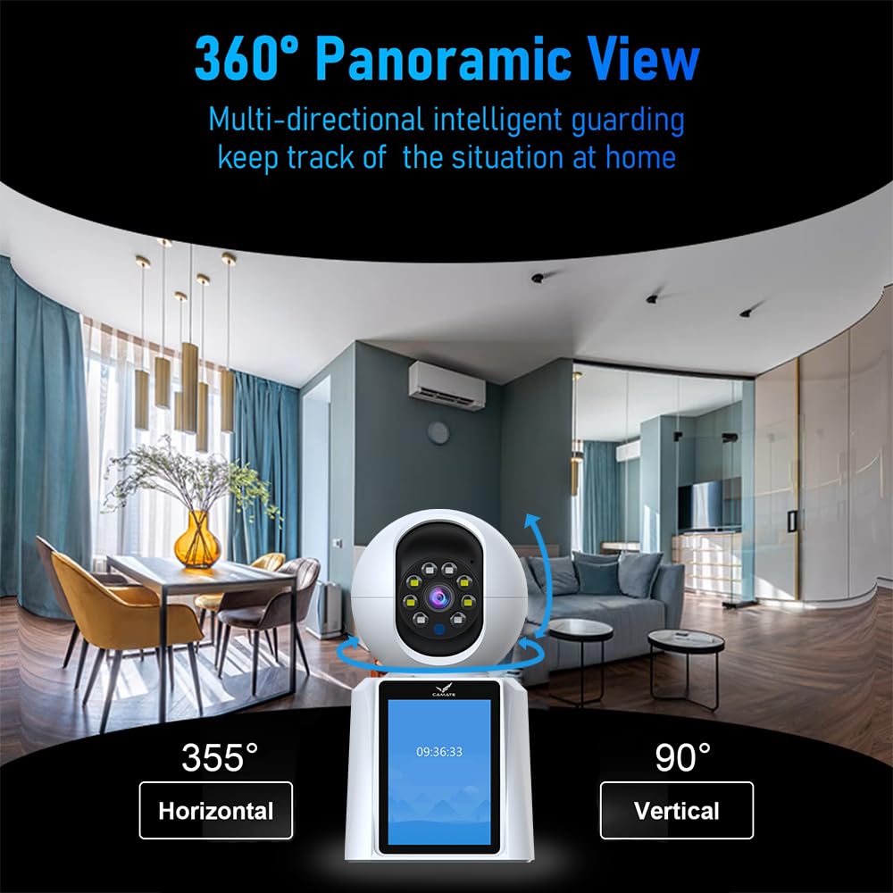 Camate Video Call 3MP (5/2.4 Ghz Dual Band WiFi) Full HD CCTV Camera, Two Way Audio & Video Talk, Motion Detection, Color Night Vision, Baby & Pet Monitor, Supports 256GB SD Card (WiFi Connection) 1
