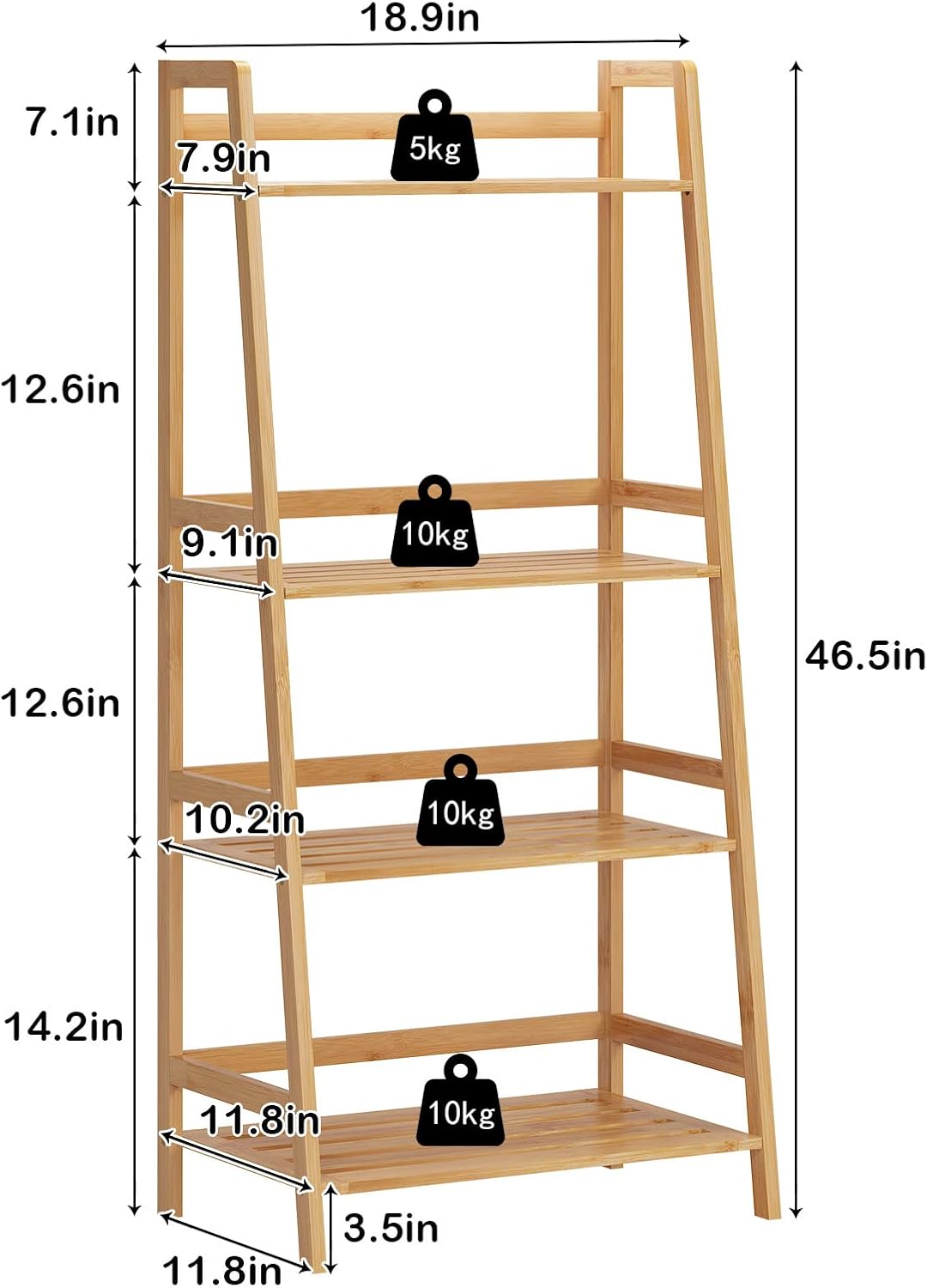 SogesHome Bamboo 4 Tier Bookcase, Multi-Functional Book Shelf Storage Rack, Plants Stand Display Shelf, Natural Color