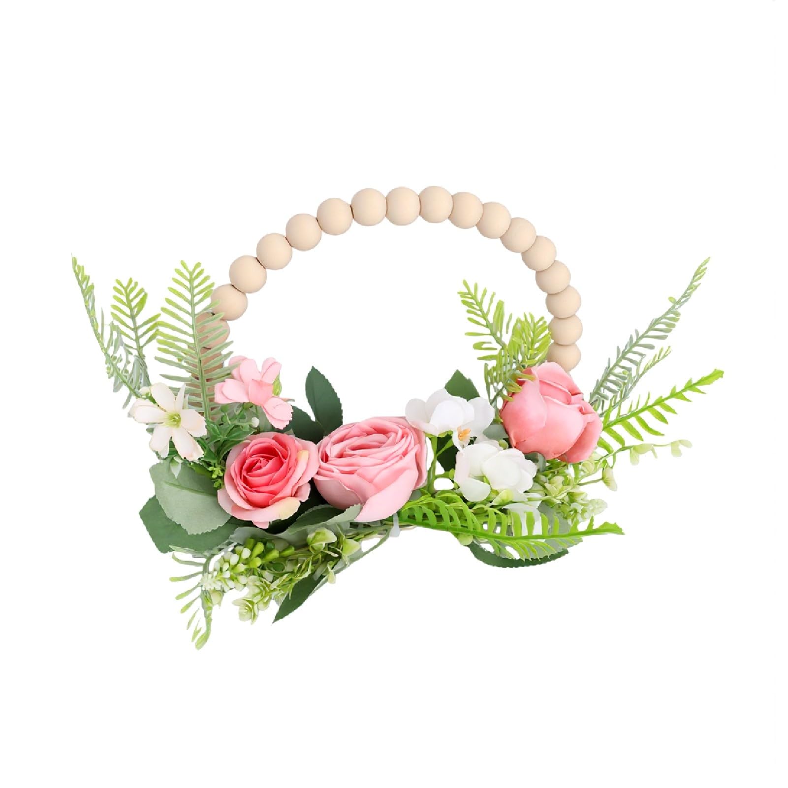 Couronne d'eucalyptus pour baby shower et mariage bohème rose