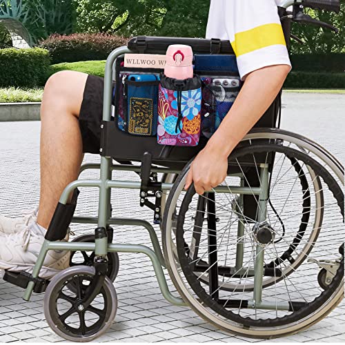 Wheelchair Accessories Side Bag-Walkers Bags,Wheelchair Bag with Reflective Strip Storage Bag Fathers Mothers Day Gifts Phone Cup Holder for Folding Walker/Wheel Chair/Baby Cart - Thumbnail 6
