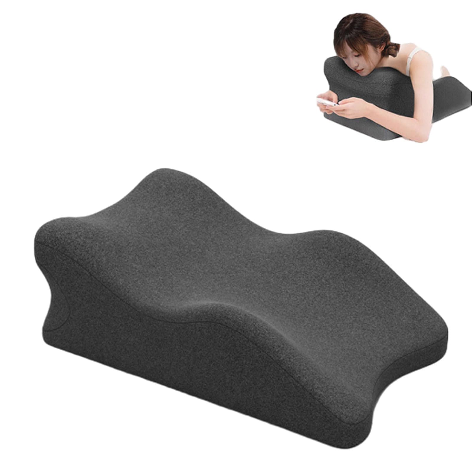 Almohada Piernas Elevadas Almohada Piernas Cojin Piernas Dormir, Material De Espuma ViscoeláStica, Antideslizante, Gris Oscuro,Negro