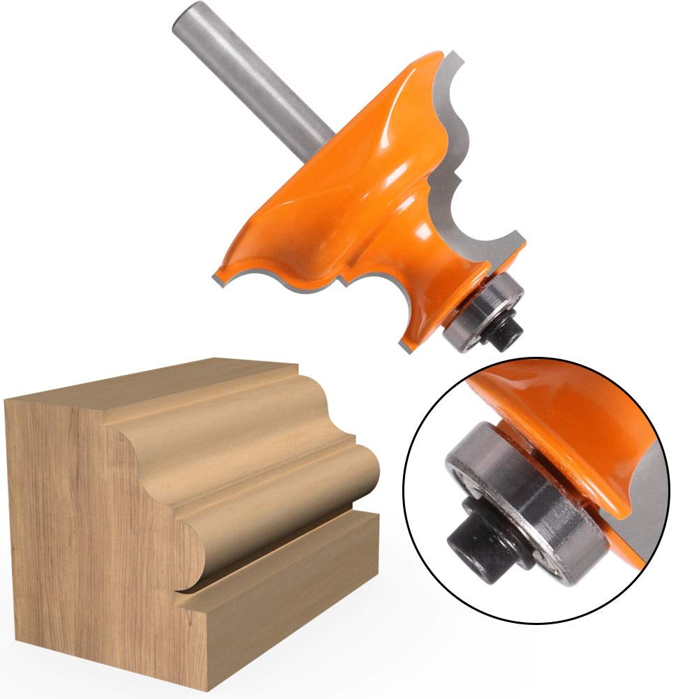 Fresa de carburo, Broca de carburo de tungsteno con vástago de 8 mm for base de pedestal, ideal for molduras arquitectónicas y puertas de gabinetes.