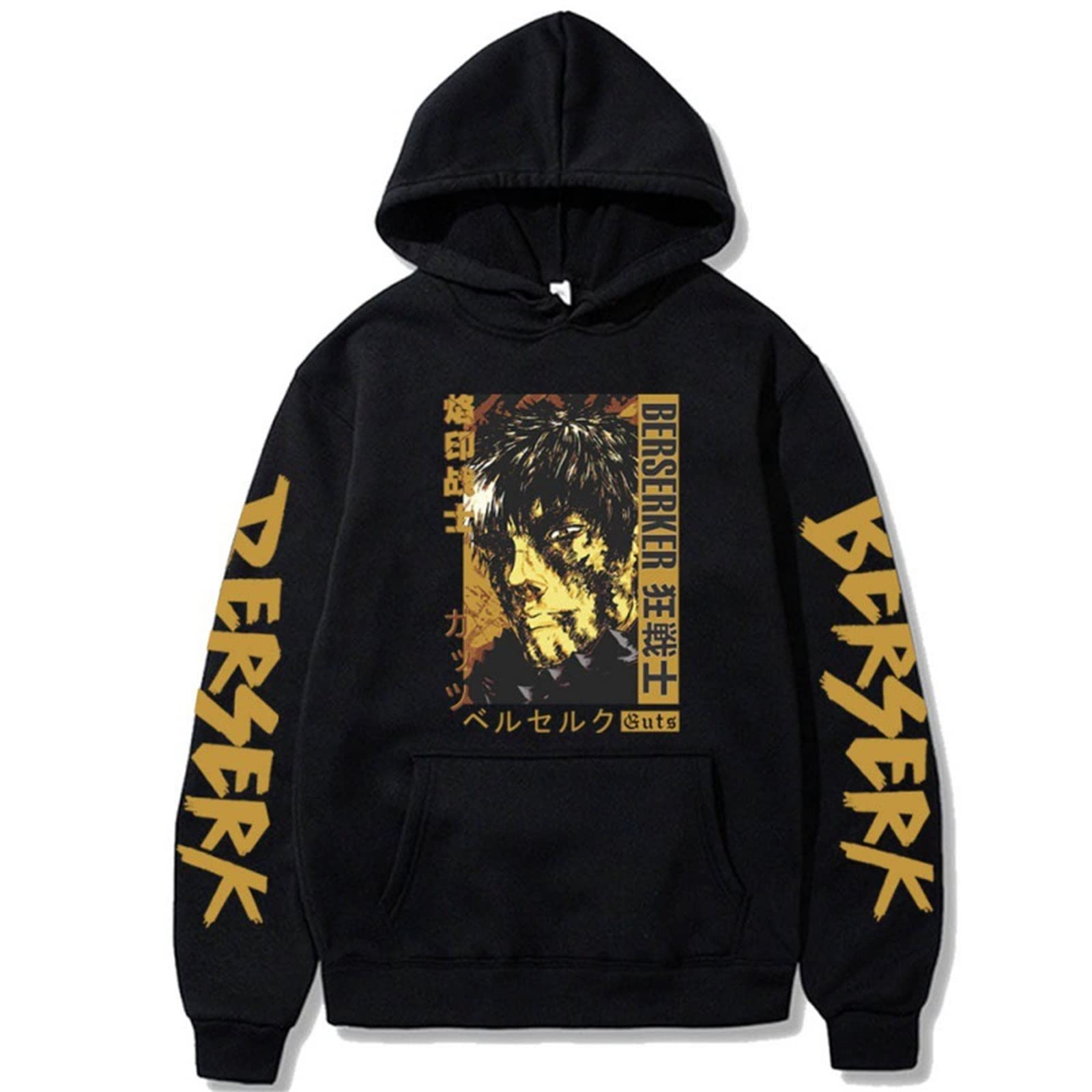 FosikeManga Hoodie Adult, Berserk Manga Guts Print Hoodies Men/Women Long Sleeve Pullover Drawstring Sweatshirt Oversized Clothing (XS-4XL)