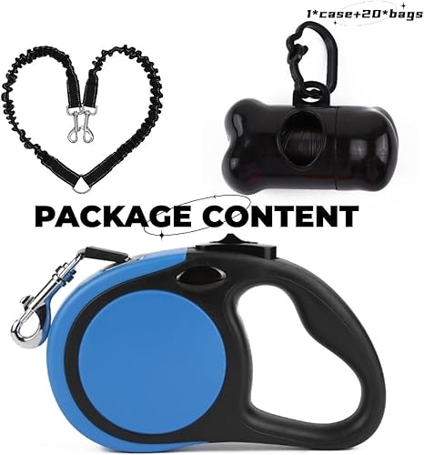 Miniatura 5 de Correa retráctil doble para perros grandes (hasta 110 libras cada uno), correa extensible de doble cabeza de 16 pies para mascotas con bolsas para
