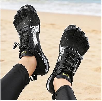 Five Finger Shoes for Women&Men with 2 Five-Toe Socks, Barefoot Shoes Minimalist Five Finger Toe Shoes, Breathable Slip-On Finger Shoes for Beach Hiking Gym Yoga