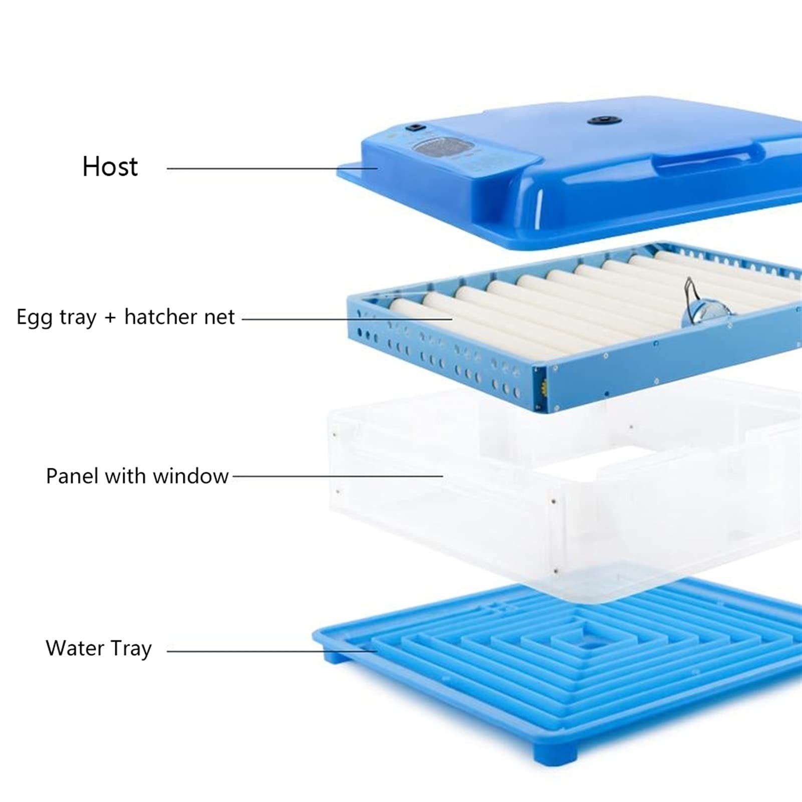 Incubateurs pour éclosion d'œufs avec tourneur automatique avec température et humidité LED Candler transparent poulets, canards, oies, cailles, oiseaux, 64 œufs