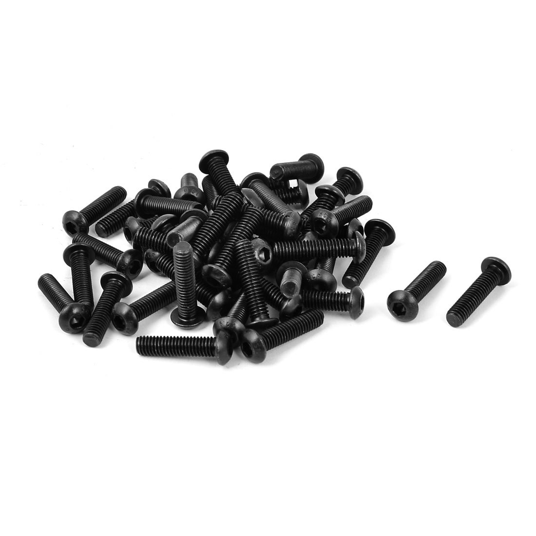 Uxcell Black Sourcingmap M6x25mm 10.9 Alloy Steel Button Head Hex Socket Cap Screw Bolt 50Pcs