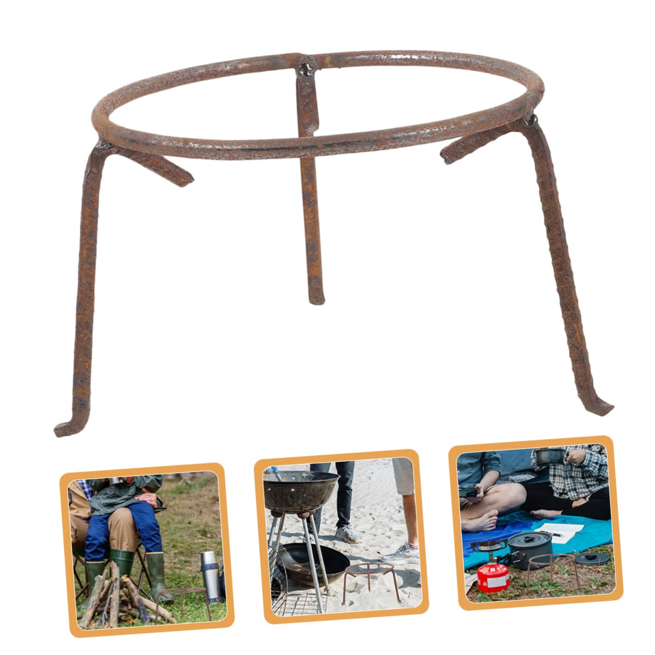 UPKOCH Soporte para Wok de Exterior de Hierro Multifunción Resistente | Uso en Camping y Viajes al Aire Libre, Reutilizable y Anticorrosión, Ideal para Personas que Disfrutan Cocinar