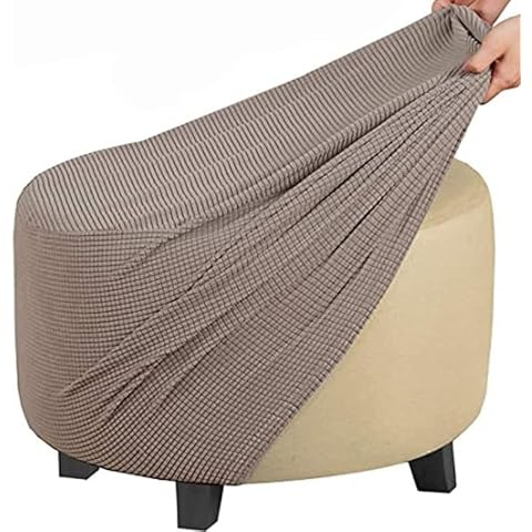 Stretch-Fußhocker-Schonbezug, Grau Luxuriöser Hocker-Schutzbezug Mit Elastischer Unterseite Cover