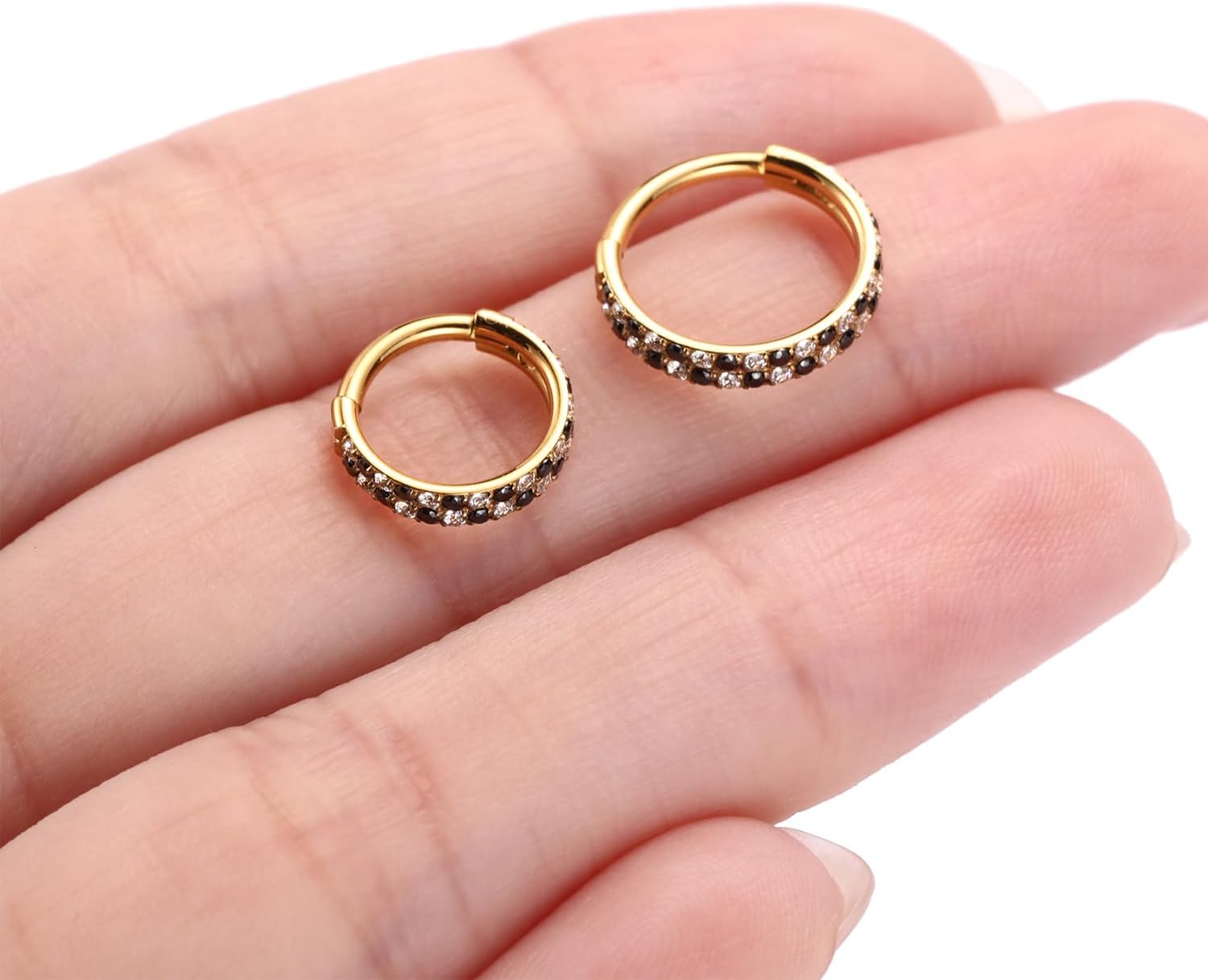 PEAKLINK 16G Checkerboard Conch Piercing Jewelry 316L Surgical Steel Cartilage Helix Earring Septum Jewelry Hinged Segment Tragus Rook Daith Lobe Lip Piercing 8mm 10mm - Image 5