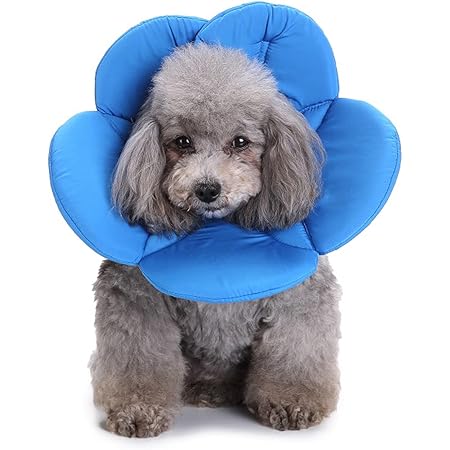 Lightton エリザベスカラー犬用 猫用 ソフトで優しい 超軽量 引っ掻き防止 調節可能 耐久性 手術後のケアに 犬猫 傷舐め防止 傷口保護 （M，青）