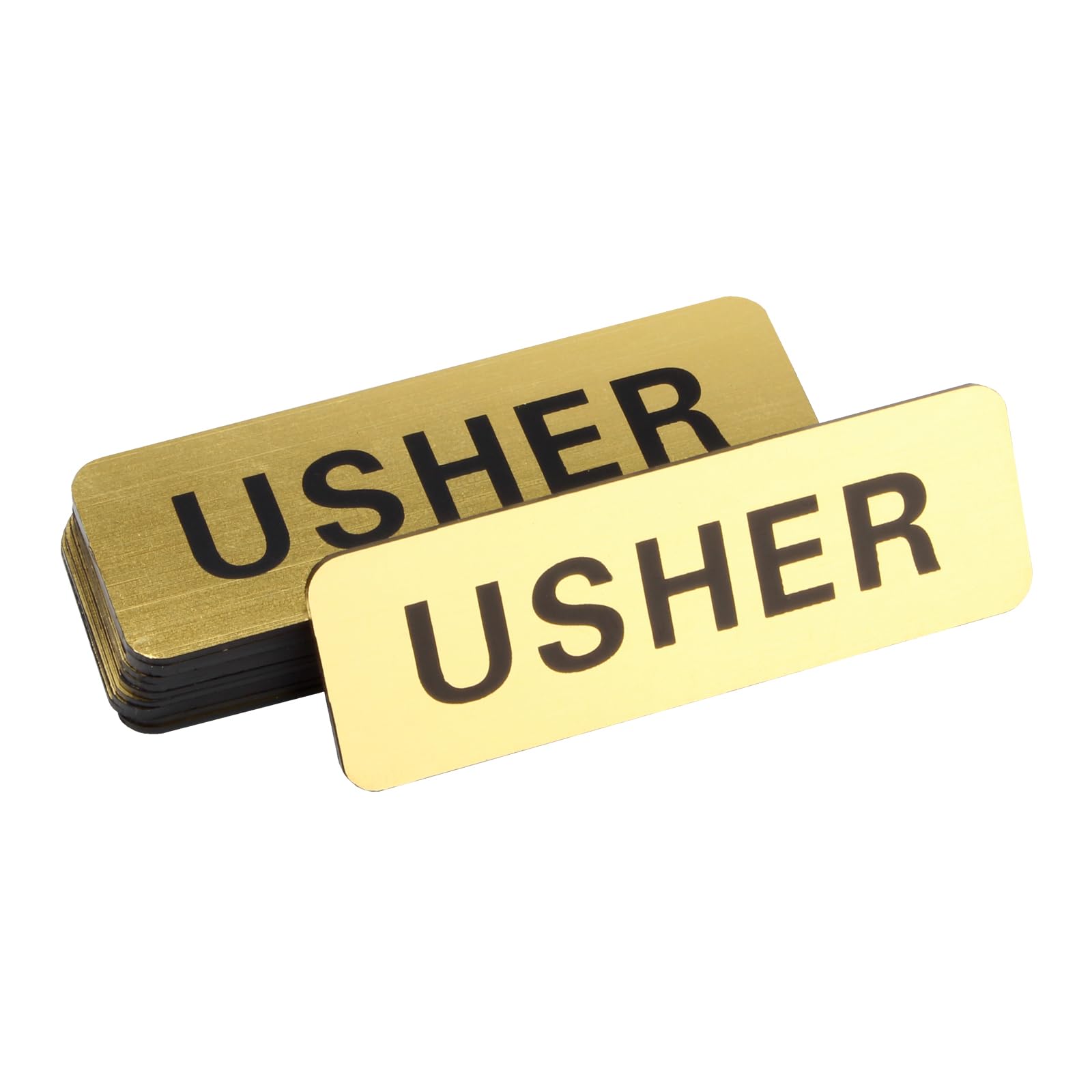 YINSHCO 12 Pcs Magnetic Usher Name Tag for Church, Acrylic Usher Badge Name Tag with Magnet Reusable, Round Corner Usher Name Badge Bulk for Office School Gatherings, 1x3 Inch (Gold)