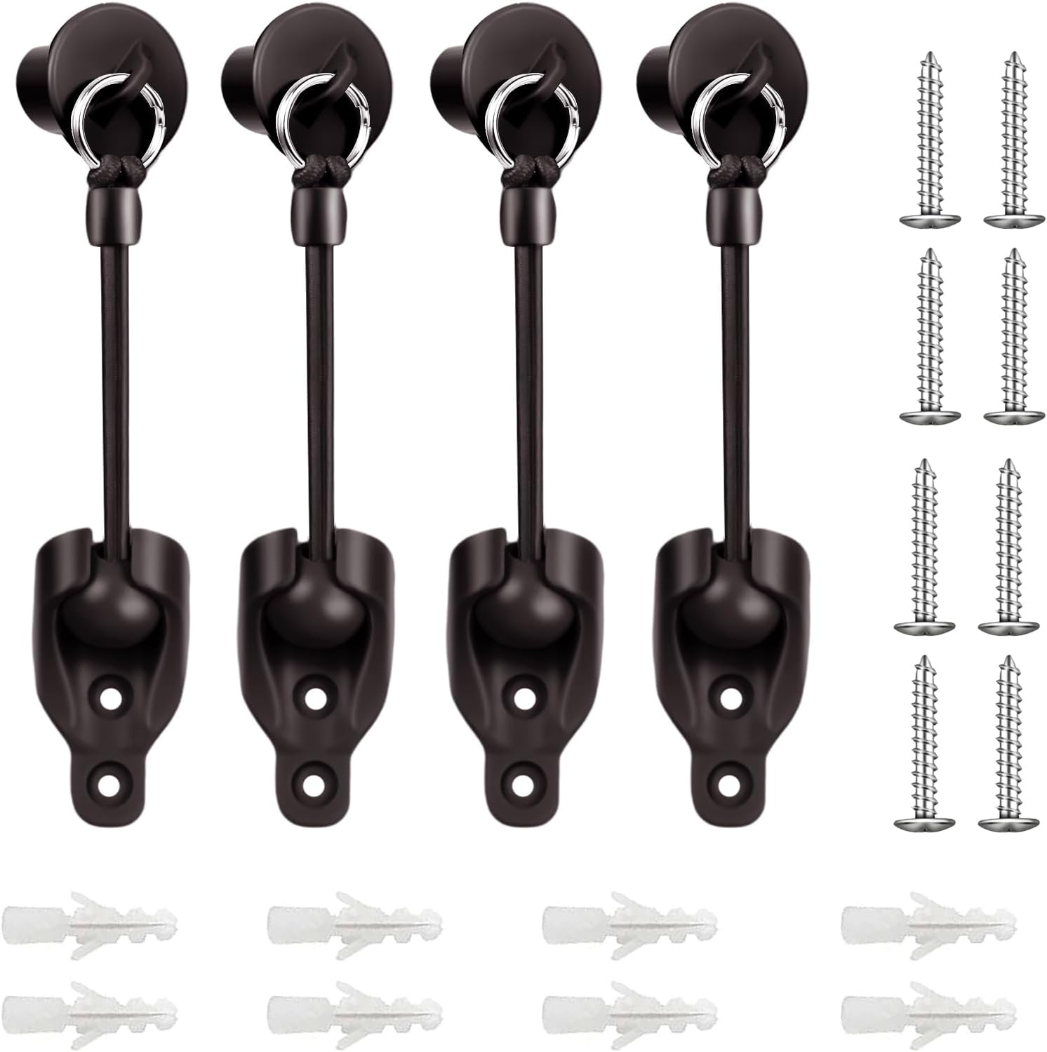 Coolaroo Replacement Parts Roller Shade Hardware Bungee Kit and End Cap Tie Downs for Coolaroo Outdoor Roller Shade (2, Brown)