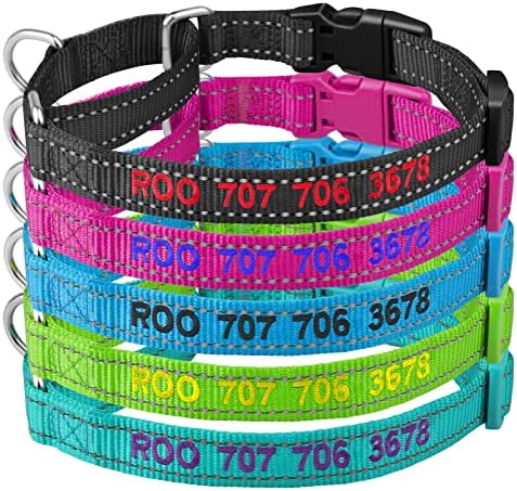 Personalized Martingale Dog Collar-Reflective Martingale Collars with Buckle, Custom Training Martingale Dog Collars Embroidered with Name and Phone Number for Small Medium Large Dogs