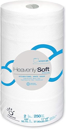 Papernet 410134 Heavenly - Toalla de papel suave, 11 pulgadas x 167 pies, color blanco, 12 rollos por caja