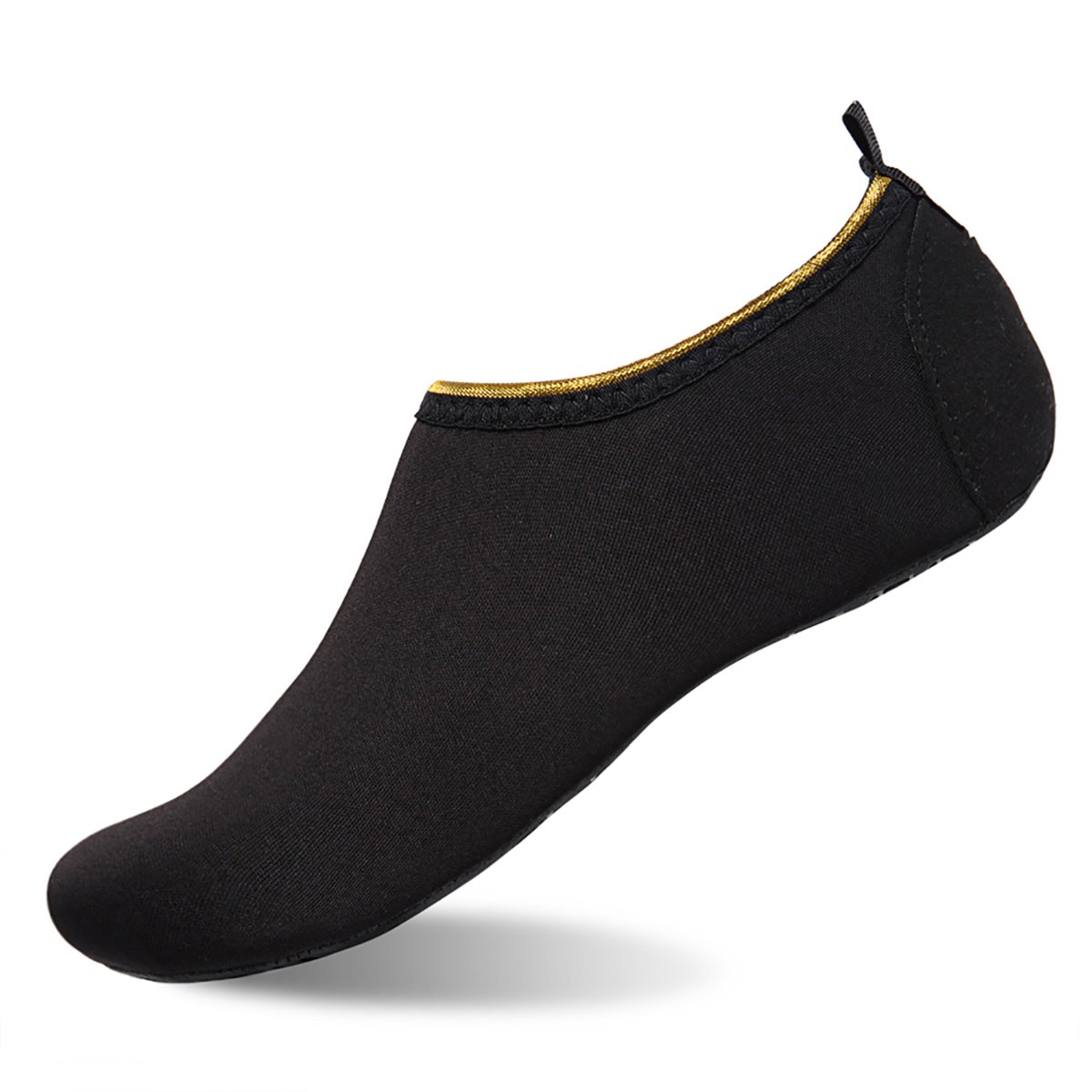 Womens and Mens Kids Water Shoes Barefoot Quick-Dry Aqua Socks for Beach Swim Surf Yoga Exercise (Gold Edge/Black, XL)-image-9